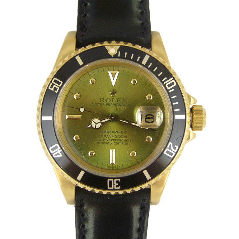 Rolex 18K YG Submariner ref# 16808 transitional model c.1981