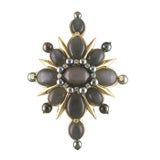 Black Moonstone, Black Pearl and Diamond Brooch by Tony Duquette