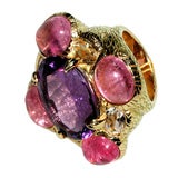 Amethyst, Pink Tourmaline and Citrine Ring by Tony Duquette