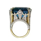 Faceted Blue Fluorite and Diamond Ring  by Tony Duquette