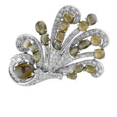 Cats Eye Chrysoberyl Brooch