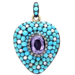 Incredible Amethyst Turquoise and Pearl Locket
