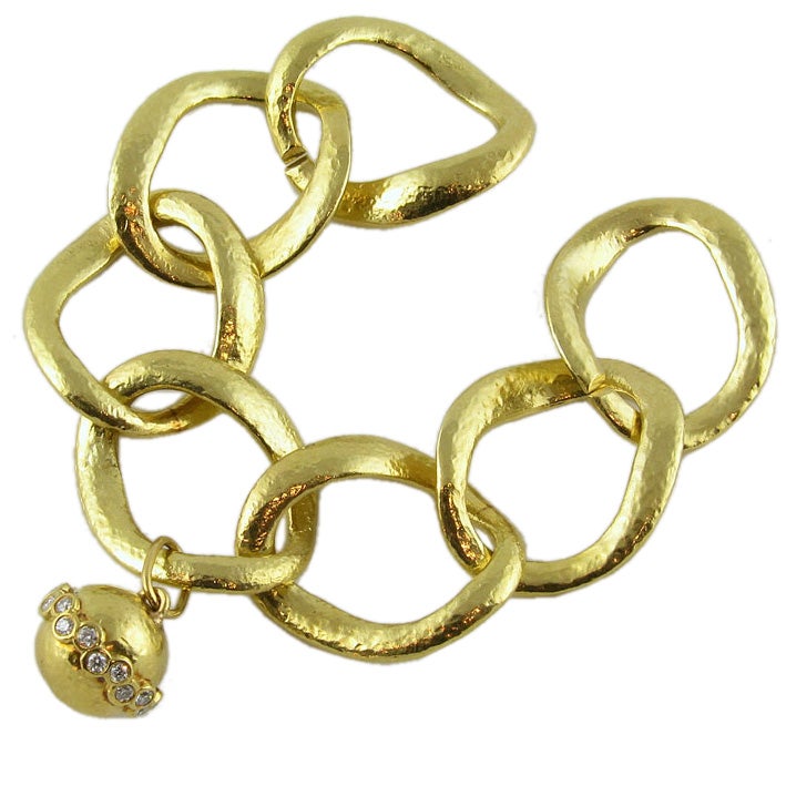 Gold and Diamond Ball Link Bracelet