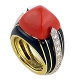 Claflin for Tiffany Coral and Enamel Ring