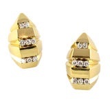 Vintage Architectural Gold and Diamond Earrings