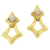 Vintage Gold and Diamond Doorknocker Earrings