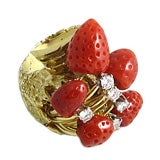 Gold and Coral Strawberries Ring