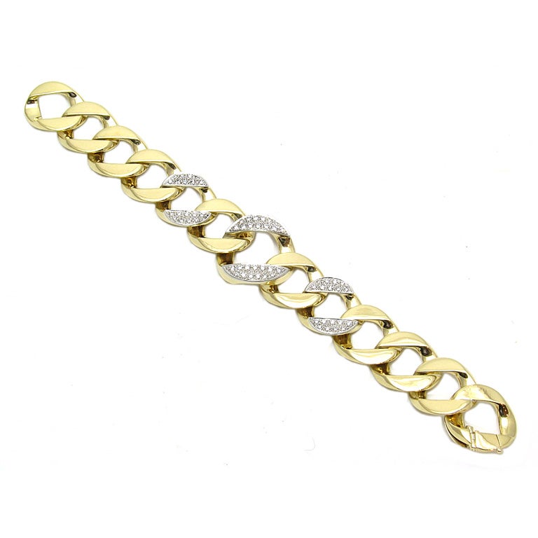 Cartier Gold and Diamond Link Bracelet