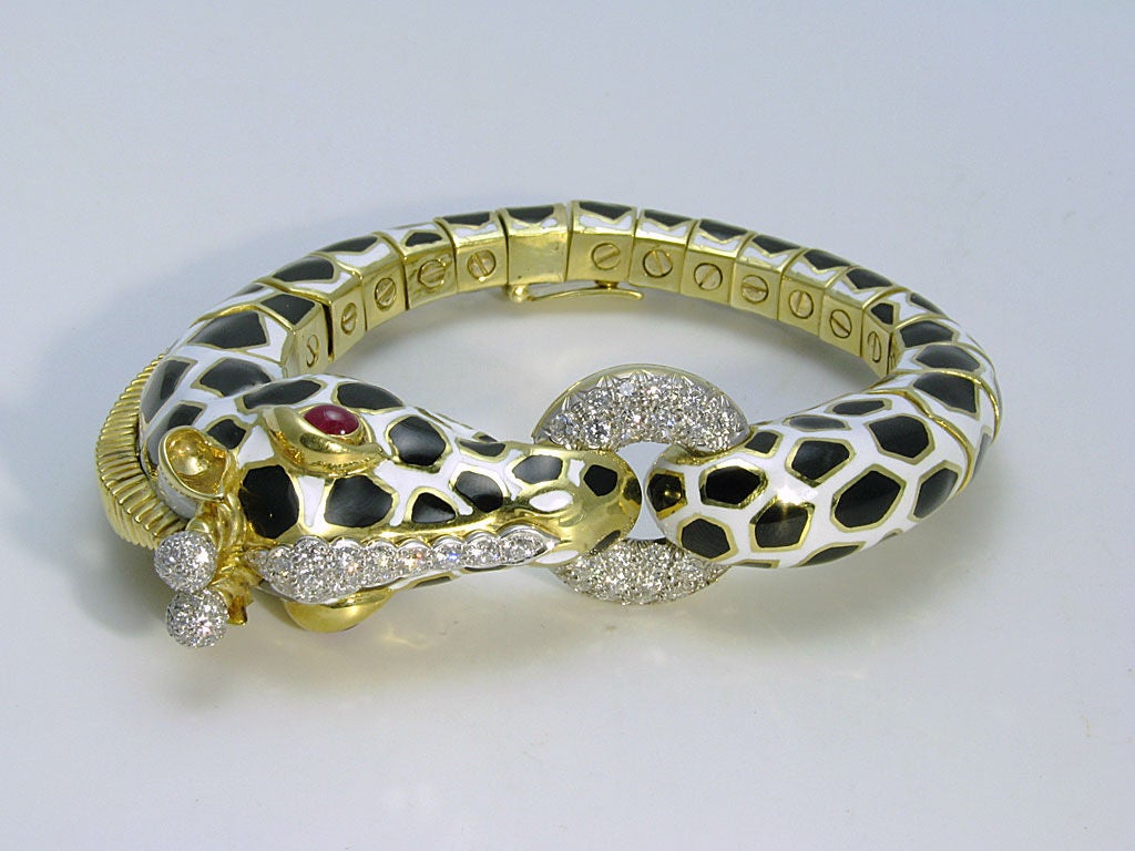 David Webb Enamel Giraffe Bracelet