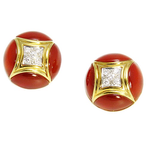VCA Carnelian Diamond Earrings