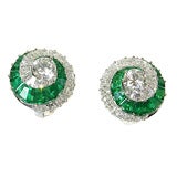 Cartier Emerald and Diamond Swirl Earrings