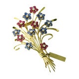 VCA Gold Diamond and Colored Stone Bouquet Brooch