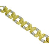 Cartier Textured Gold and Diamond Link Bracelet