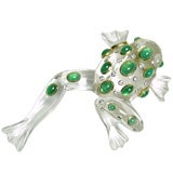 Schepps Crystal Emerald Frog Brooch