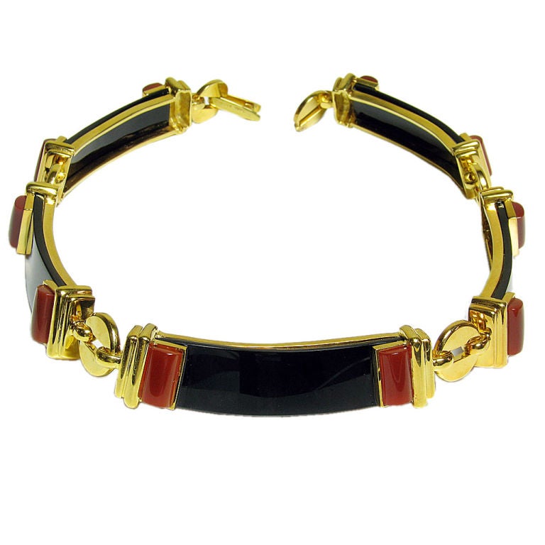 Cipullo Onyx and Carnelian Choker Necklace