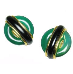 Cartier Cipullo Green and Black Onyx Earrrings