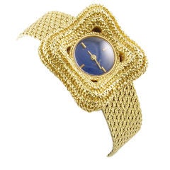 Vintage Bucherer  Gold with Lapis Textured Watch