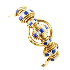 Retro Lapis and Diamond Bracelet