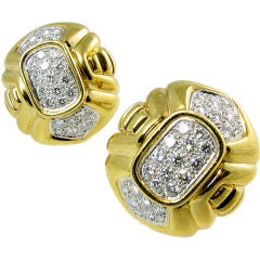 Gold and Diamond Shield Earrings