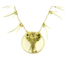 Vintage Elephant Ivory Tribal Necklace