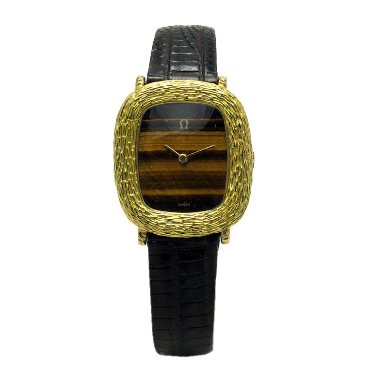 Omega Gold and Tiger's Eye Watch