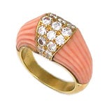 Vintage Cartier Coral and Diamond Ring