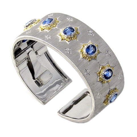Buccellati Armreif aus Weißgold und Saphiren