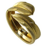 Hermes Gold Feather Bangle