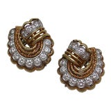 Gold and Diamond Knot Earclips