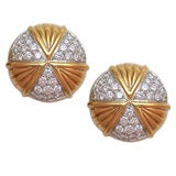 Tiffany Gold and Diamond Pinwheel Earclips
