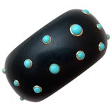 Trianon Ebony Wood & Turquoise Cuff