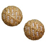 VAN CLEEF & ARPELS Gold and Diamond Button Earclips