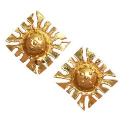 Jean Mahie 22kt Gold Sunburst Earclips