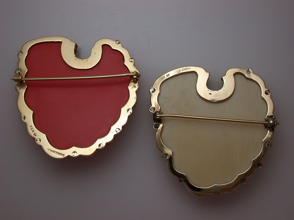 Pair Seaman Schepps Fan Brooches