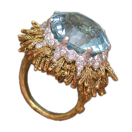 Sterlé Paris Aquamarine and Diamond Ring