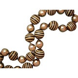 Vintage 14kt Gold and Striped Wood Bead Necklace