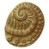 Gold "Fossil Shell" Brooch or Pendant