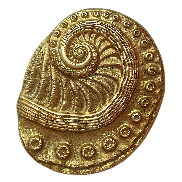 Gold "Fossil Shell" Brooch or Pendant