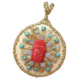 Coral and Turquoise "Asian Goddess" Pendant Coral and Turquoise "Asian Goddess" Pendant