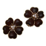 Van Cleef & Arpels Rosewood and Gold Earclips