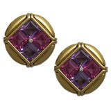 Bulgari Tourmaline and Amethyst Earclips