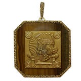 18kt Gold and Tiger's Eye "Mayan"" Pendant