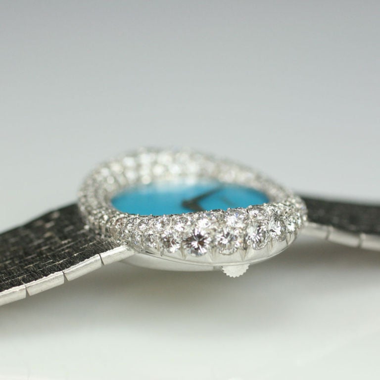 Piaget Turquoise and Diamond Lady's Watch in 18K White Gold 1