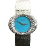 Piaget Turquoise and Diamond Lady's Watch in 18K White Gold