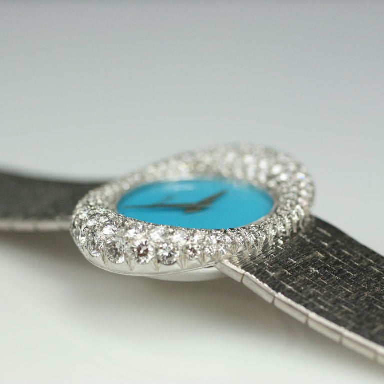 Piaget Turquoise and Diamond Lady's Watch in 18K White Gold 2