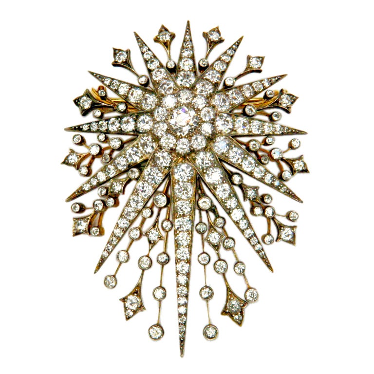 ANTIQUE DIAMOND STARBURST BROOCH