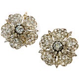 Antique Diamond Flower Cluster Earrings
