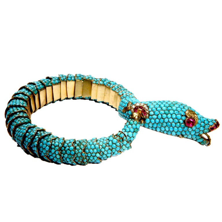Antique Turquoise Serpent Bracelet