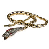 Enameled Diamond & Ruby Snake Necklace