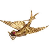 Antique VICTORIAN GOLD BIRD BROOCH